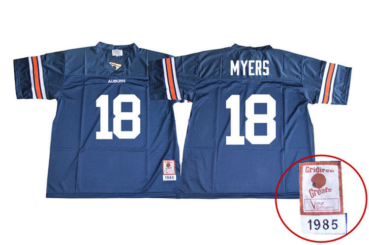 1985 Throwback Youth #18 Jayvaughn Myers Auburn Tigers College Football Jerseys Sale-Navy